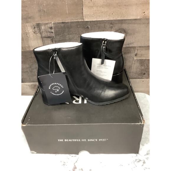 Naturalizer Size 7.5M Black Leather Bay Weatherproof Ankle Bootie Classy LB7-9 - Picture 6 of 12